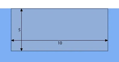 This is the sketch of a rectangular plate with a horizontal length of 10 and vertical height of 5.  The top of the plate is level with the water surface.