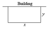 This is a sketch of a rectangle. The top is labeled “Building” the bottom is labeled “x” and the right side is labeled “y”.